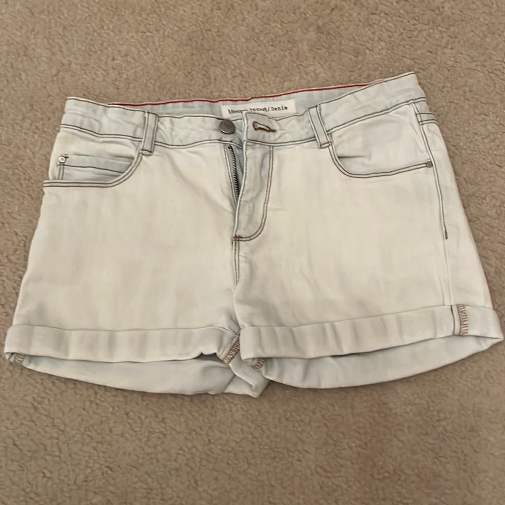 French brand Monoprix, pastel blue demin shorts